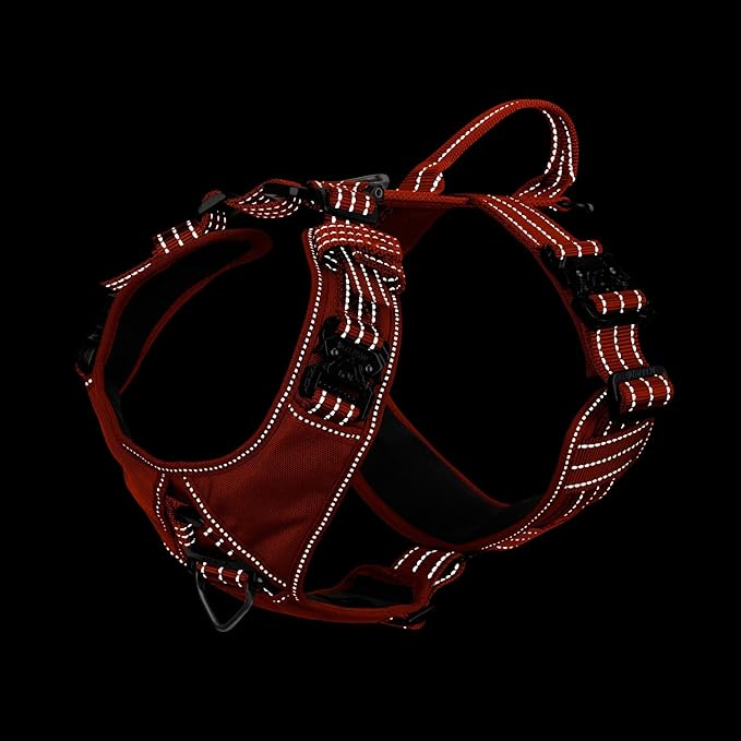 ICEFANG Dog Strap Harness with All-Metal Hardware,for X-Large Sized Dog,K9 Vest,Y-Shape Soft Padding,Adjustable Pet Harness,No-Pull Front Leash Clip (X-Large (Pack of 1), Orange)