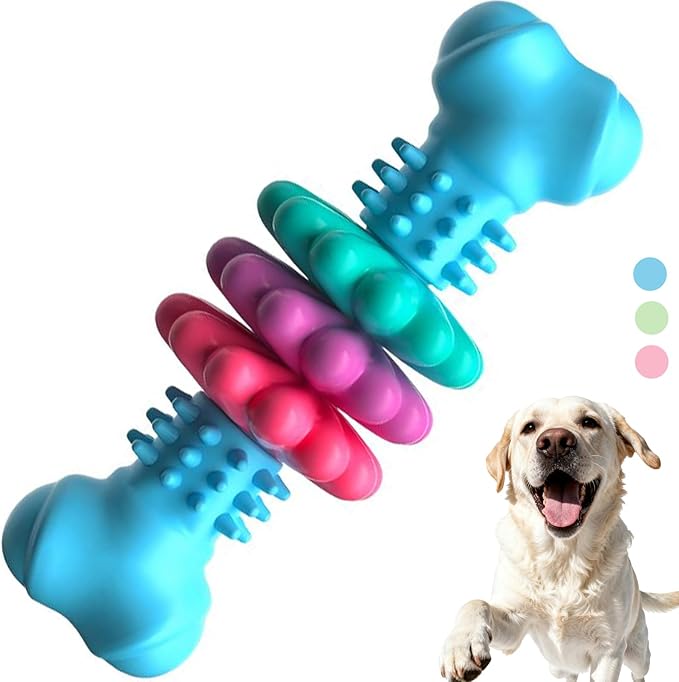 Puppy Chew Toys, Indestructible Dog Toys for Aggressive Chewers - Small & Medium Breed, Durable Rubber Chew Bone Toy for Small Dogs, Puppy Toys for Teething, Anxiety & to Keep Busy