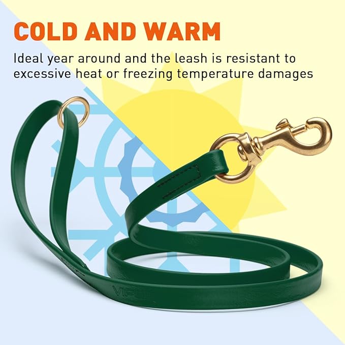 Viper Biothane K9 Working Dog Leash Waterproof Lead for Tracking Training Schutzhund Odor-Proof Long Line with Solid Brass Snap for Puppy Medium and Large Dogs 4ft, Hunter Green