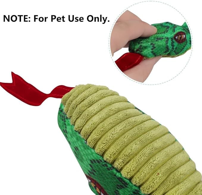 Ibluelover Snake Squeaky Dog Toy Plush Snake Dog Toy 3 Squeakers Doggie Interactive Toys Durable Stuffed Animal Chew Toys for Small, Middle, Big Dogs