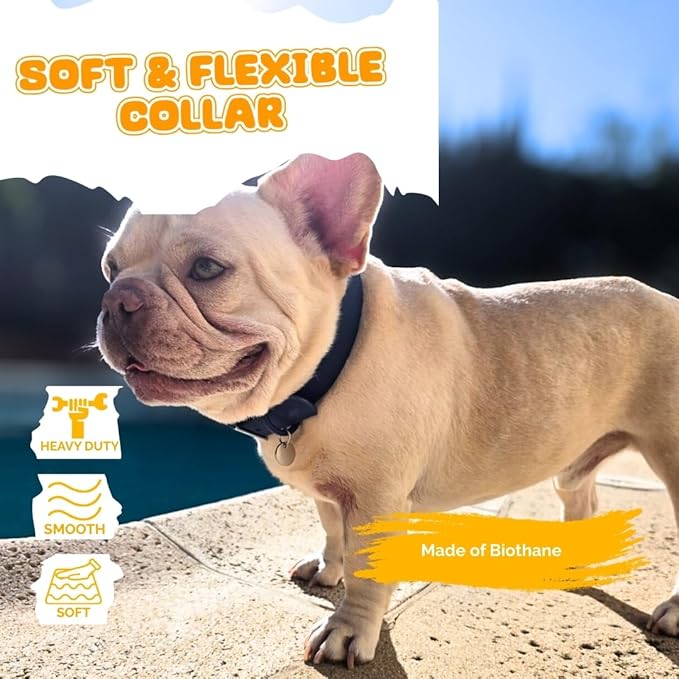 Waterproof Dog Collar, Soft Comfortable Pet Collars, Adjustable Odor Proof Heavy Duty Dog Collars Easy to Clean for Large, Medium Small Dogs by Bee N Buu (Blue, Medium (length12-16, Width 3/4"))