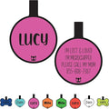 Silicone Silent Dog Tag Personalized with 5 Lines of Custom Deep Engraved Durable Soundless Pet ID Name Tag Round Pink