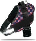 Non Pull Dog Harness with Patch Panels and Handle, Adjustable, Reflective, No Choke, Heavy Duty Easy On Service Dog Vest Harnesses for Medium Large Small Sized Dogs - US Flag, S