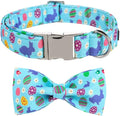 ARING PET Easter Dog Collar with Bow, Cute Adjustable Egg Rabbit Bowtie Pet Collars with Metal Buckle for Puppy Small Medium Large Boy Girl Dogs-XL