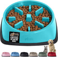 GORILLA GRIP Patented BPA Free Slow Feeder Dog Bowls, Interactive Puzzle Toy for Dogs and Cats Food Training Enrichment, Keeps Pets Busy and Prevents Puppy Overeating, All Breeds, 2 Cup, Turquoise