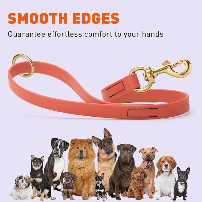 Viper Biothane K9 Working Dog Leash Waterproof Lead for Tracking Training Schutzhund Odor-Proof Long Line with Solid Brass Snap for Puppy Medium and Large Dogs 20in, Coral