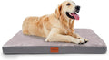Waterproof Dog Bed for Large and Medium-Sized Dogs, Orthopedic Washable Crate Pad 35 inch, Egg Crate Foam Pet Bed Mat with Removable Cover, Anti-Slip Reversible Kennel Pad, 35''×22'', Grey