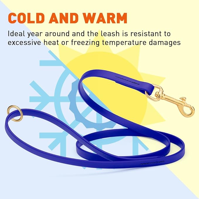 Viper Biothane K9 Working Dog Leash Waterproof Lead for Tracking Training Schutzhund Odor-Proof Long Line with Solid Brass Snap for Puppy Medium and Large Dogs 4ft, Blueberry Royal