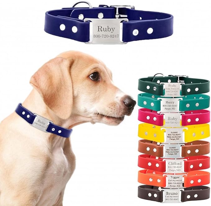 dogIDs Personalized Dog Collar – ScruffTag Custom Waterproof Biothane Dog Collar with Laser-Engraved Name, Durable & Odor-Resistant – USA Made | Navy, 3/4 in x 14 in (Fits Neck Sizes 12-16 in)