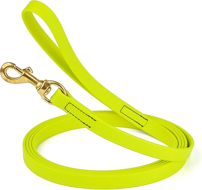 Viper Biothane K9 Working Dog Leash Waterproof Lead for Tracking Training Schutzhund Odor-Proof Long Line with Solid Brass Snap for Puppy Medium and Large Dogs, 33ft Safety Yellow