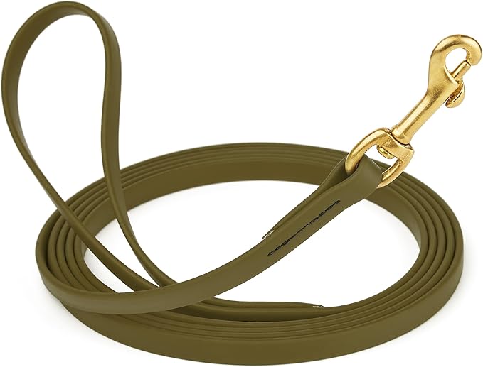 Viper Biothane K9 Working Dog Leash Waterproof Lead for Tracking Training Schutzhund Odor-Proof Long Line with Solid Brass Snap for Puppy Medium and Large Dogs, 10ft Olive Drab Green