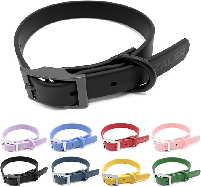 ZALER Waterproof Dog Collar, Adjustable Odor Proof Dog Collars Easy to Clean, Soft Comfortable Pet Collars for Large, Medium Small Dogs (Black, S(Length:8.6''-12.6''; Width:0.75''))