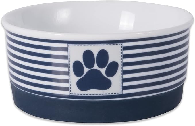 Bone Dry Paw & Patch Ceramic Pet Collection, Small Bowl, 4.25x2", Nautical Blue