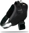 Non Pull Dog Harness with Patch Panels and Handle, Adjustable, Reflective, No Choke, Heavy Duty Easy On Service Dog Vest Harnesses for Medium Large Small Sized Dogs - Black, M