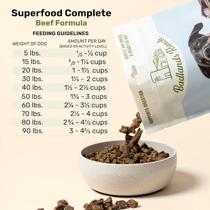 BADLANDS RANCH by Katherine Heigl – Superfood Complete Air-Dried Beef Dog Food – High Protein with Superfoods for Daily Wellness & Consistent Nutrition – 64 oz
