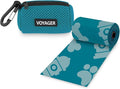 Best Pet Supplies Dog Poop Bag Holder Leash Attachment with 15 Bags, Turquoise, Reusable Mesh Dispenser Pouch for Travel, Walking, Park, and Outdoor Use, Soft and Durable with Clip-On