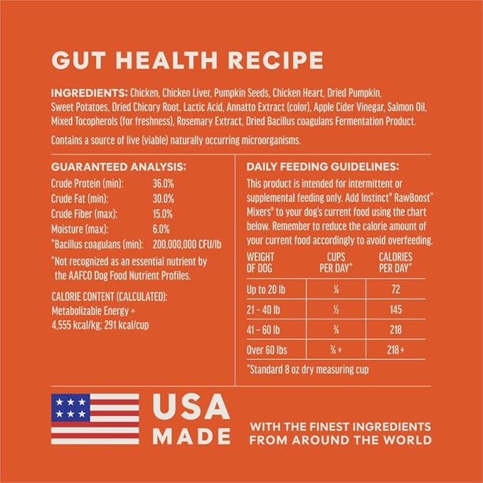 Instinct Raw Boost Mixers Gut Health Freeze-Dried Dog Food Topper, 5.5 oz. Bag