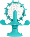 Windmill Cat Treat Dispenser Toy : 360 Degree Rotating Cat Treat Feeder with Suction Cup for Puppies Kitten, 5.11X1.57X6.68in (Blue)