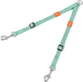HOWGO Double Dog Leash, No Tangle 360° Swivel, Adjustable Two Padded Handles, Double Clip Dog Leash Coupler Splitter for 0~50 lbs Small and Medium Breeds (Mint Green, 2/3'' x 0.9 FT, Ultralight)