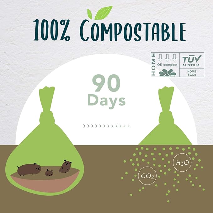 Dog Poop Bag, Compostable Dog Poop Bags, Doggied Poop Bags, Eco-Friendly, Unscented, Vegetable-Based, Extra Thick, Leak Proof, for Dogs and Cat Scoops, 120 Counts with Holder