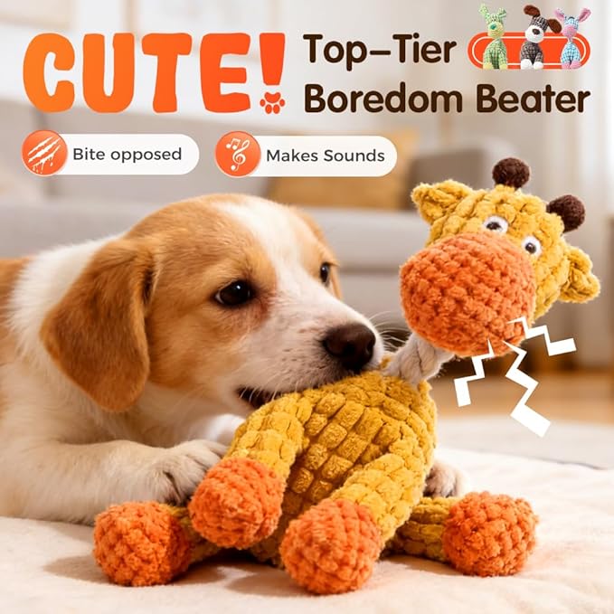 Dog Toys for Aggressive Chewers, 2026 New Durable Indestructible Dog Toy, Squeaky Interactive Puppy Toys for Small Medium Large Pets Cats Dogs to Keep Them Busy (A-Brown)