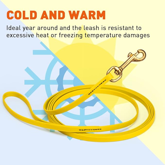 Viper K9 Biothane Working Dog Leash Waterproof Lead for Tracking Training Schutzhund Dog Sport & Search - Odor-Proof Long Line with Solid Brass Snap for Puppy Medium and Large 3/8" x 10ft Lemon Yellow