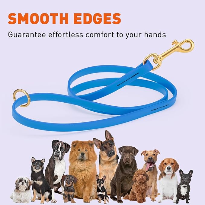 Viper Biothane K9 Working Dog Leash Waterproof Lead for Tracking Training Schutzhund Odor-Proof Long Line with Solid Brass Snap for Puppy Medium and Large Dogs 6ft, Cerulean Blue