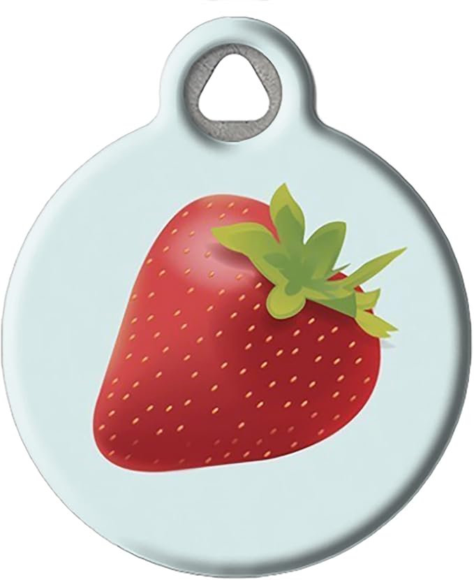 Dog Tag Art Food-Themed Custom Pet ID Tags for Dogs and Cats, Personalized Dog Tags with Customized Identification Informatio - Summer Strawberry - Small