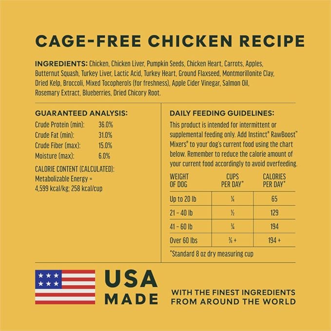 Instinct Raw Boost Mixers, Freeze Dried Dog Food Topper, Grain Free - Cage Free Chicken, 14 oz. Bag
