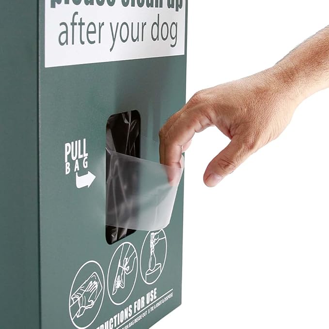 ONEpul® Dog Waste Header Bags System - Dog Waste Station Dispenser - Screen printed & Powder-Coated Aluminum finish - 400 Bags, 2 Keys & Post Mounting Hardware Included + 5-Year Warranty (Matte Green)
