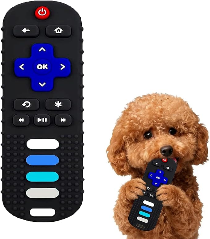 Puppy Toys for Teething, Remote Control Teether for Small Dogs,Puppy Teething Toy for Boredom & Stimulation,BPA-Free(GM-Black)