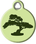 Dog Tag Art Bonsai Tree Personalized Pet ID Tag for Dogs and Cats, Silent Polymer Coated Stainless Steel Nametag with Customized Identification Information, Large 1.25" Diameter