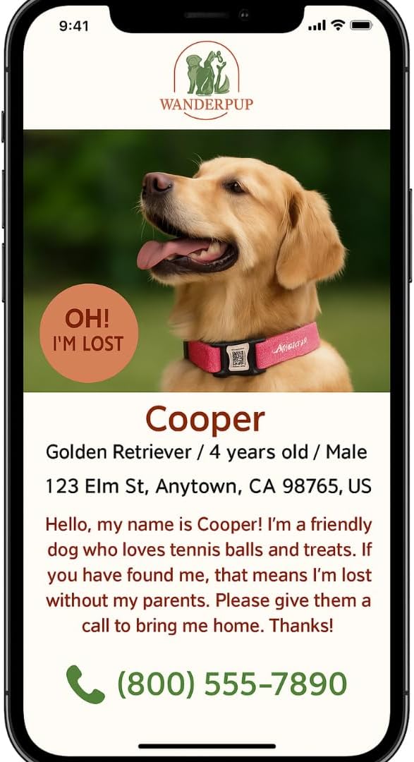 Dog Collar with AirTag Holder, QR Code Tracking, Paw Print Covers, Multi-Color (Pink)