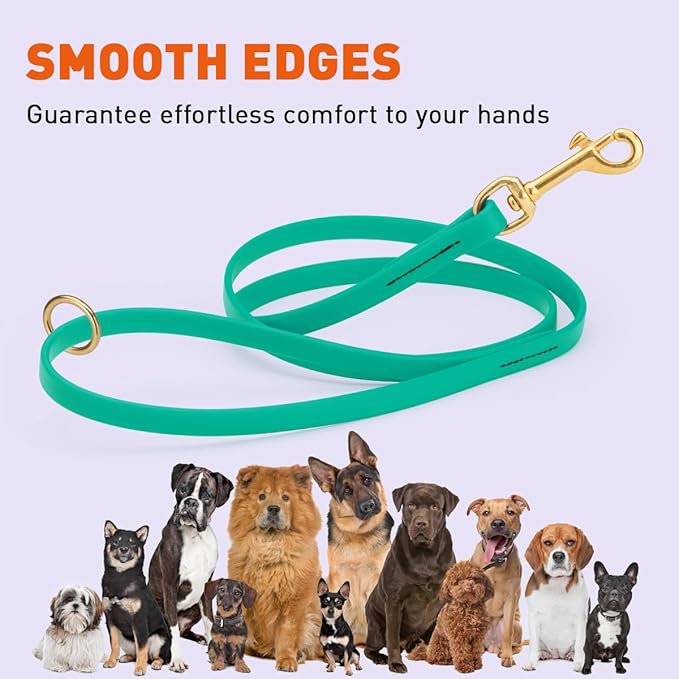 Viper Biothane K9 Working Dog Leash Waterproof Lead for Tracking Training Schutzhund Odor-Proof Long Line with Solid Brass Snap for Puppy Medium and Large Dogs 4ft, Teal