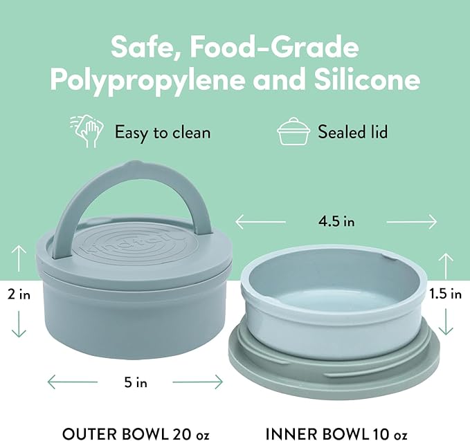 KindTail Pet Bowl Set + Silicone Pet Food Mat - Includes 2 Portable Dog Bowls with Lid & Handle + 1 Waterproof Pet Feeding Mat - Made from Food-Grade, Dishwasher-Safe Materials - BPA & Toxin-Free