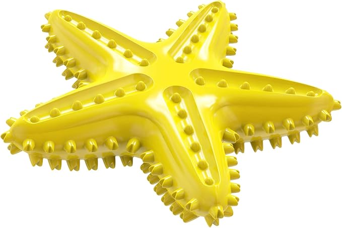 Pet Dog Chew Toys for Aggressive Chewers, Indestructible Pets Toy for Aggressive Chewer, Tough Chew Toys for Dogs, Squeak Sound (02 Starfish-Yellow)