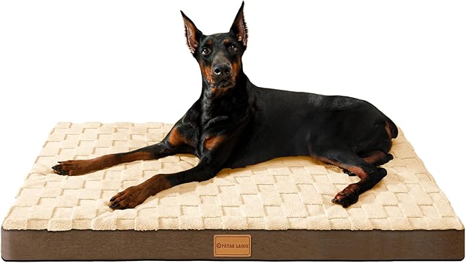 Patas Lague Orthopedic Jumbo Dog Bed for Extra Large Dogs 56''X40'', Waterproof Soft Warm Comfortable Egg Crate Foam Jumbo Pet Beds Mat with Removable Washable Cover and Nonskid Bottom, Brown