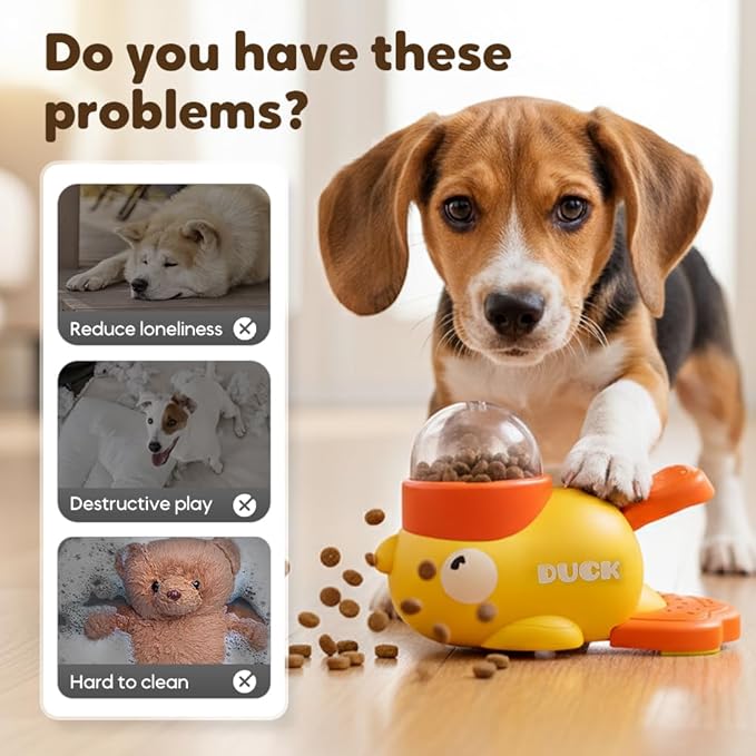 Dog Interactive Treat Dispenser, 2026 New Yellow Duck Cat Treat Dispenser, Interactive Dog Food Dispenser with Button, Dog Food Slow Treat Feeding Dispenser for Small & Large Cats Dogs (1)