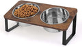Yummy Sam 15° Tilted Raised Stainless Steel Dog Food and Water Bowl Set, Elevated Pet Bowls with Stand Double Food Feeding Dishes for Medium Dogs and Large Cats