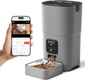 PAPIFEED Automatic Cat Feeder with Wide-Angle Camera, WiFi Pet Feeder with APP Control for Remote Feeding, Detachable for Easy Clean, Dual Power Supply,1-10 Meals Per Day for Multiple Pets(Gray)