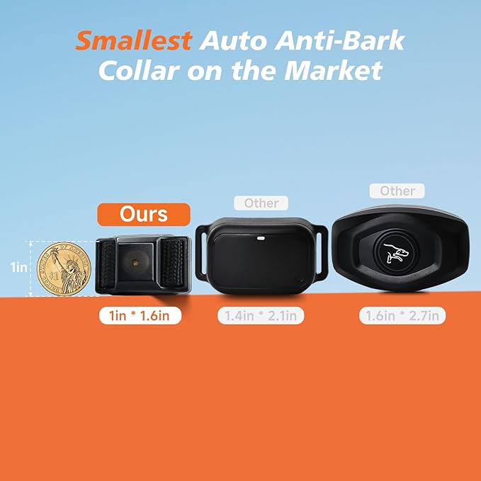Tiniest Bark Collar for Small Dogs 5-15lbs, Only 1.6 * 1in & 0.42oz, No Shock with Vibration &Sound, Extra Small & Rechargeable, 5 Sensitivity Levels（Black）