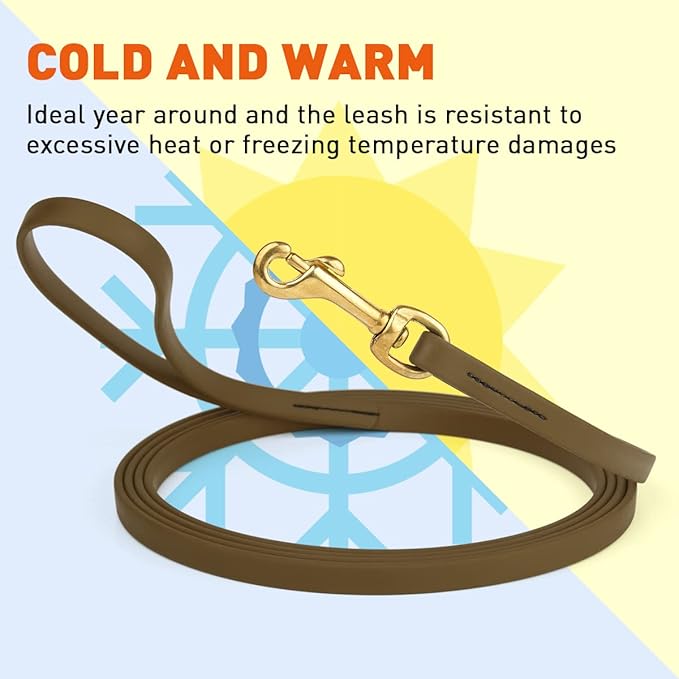 Viper K9 Biothane Working Dog Leash Waterproof Lead For Tracking Training Schutzhund Dog Sport & Search - Odor-Proof Long Line With Solid Brass Snap For Puppy Medium and Large 1/2" x 33ft Coyote Brown