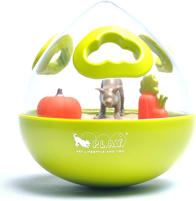Wobble Ball Interactive Food & Treat Dispensing Puzzle Toy for Puppies & Dogs - Slow Feeder, Mental Enrichment, Forage Skills, Training, Relieves Boredom - Dishwasher Safe, Easy to Clean (Lime Green)
