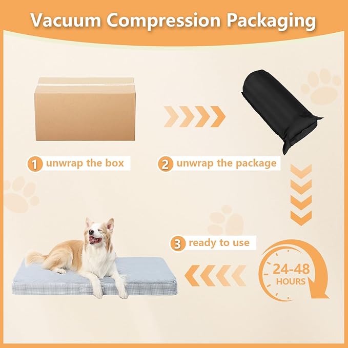 MIHIKK Washable Orthopedic Dog Bed for Large Dogs, L Waterproof Pet Bed with Egg Crate Foam Strong Support, Machine Washable Cover & Anti-Slip Bottom & Durable Zipper 35x22(Gray)