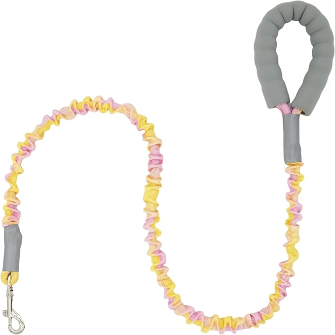 Ombré Shock-Absorbing Dog Leash with Padded Handle, Heavy Duty Bungee Leash for Large Dogs, 1.2–1.7 m(4–5.5 ft) (Pink-Orange Ombré)