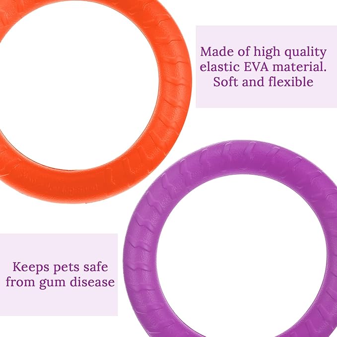4 Pack Dog Training Ring Toy, 7.48 Inch Dog Rings for Aggressive Chewers, Indestructible Pet Toys Flying Disc Floating Puppy Ring for Large Medium Puppy Training and Chewing