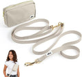 elby - Hands Free Dog Leash with Treat Pouch - Cross Body and Waist - Training Leash with Fanny Pack - Dog Walking Accessories and Walking Essentials - for Medium and Large Dogs (Beige, Regular)