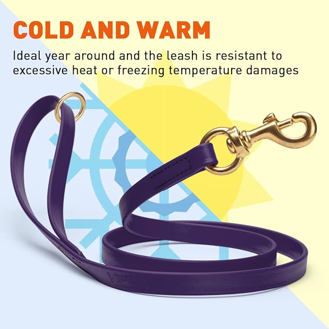 Viper Biothane K9 Working Dog Leash Waterproof Lead for Tracking Training Schutzhund Odor-Proof Long Line with Solid Brass Snap for Puppy Medium and Large Dogs 6ft, Violet Purple