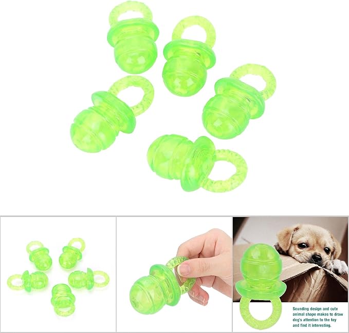 Pet Dog Chew Toy, 5PCS / Set Pacifier Shaped Pet Dogs Teether Teething Sounding Interactive Chew Toy Teeth Cleaning Interactive Training Play Toy for Pet Puppy Dog Supplies (Green)