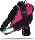 Non Pull Dog Harness with Patch Panels and Handle, Adjustable, Reflective, No Choke, Heavy Duty Easy On Service Dog Vest Harnesses for Medium Large Small Sized Dogs - Rose Red, M